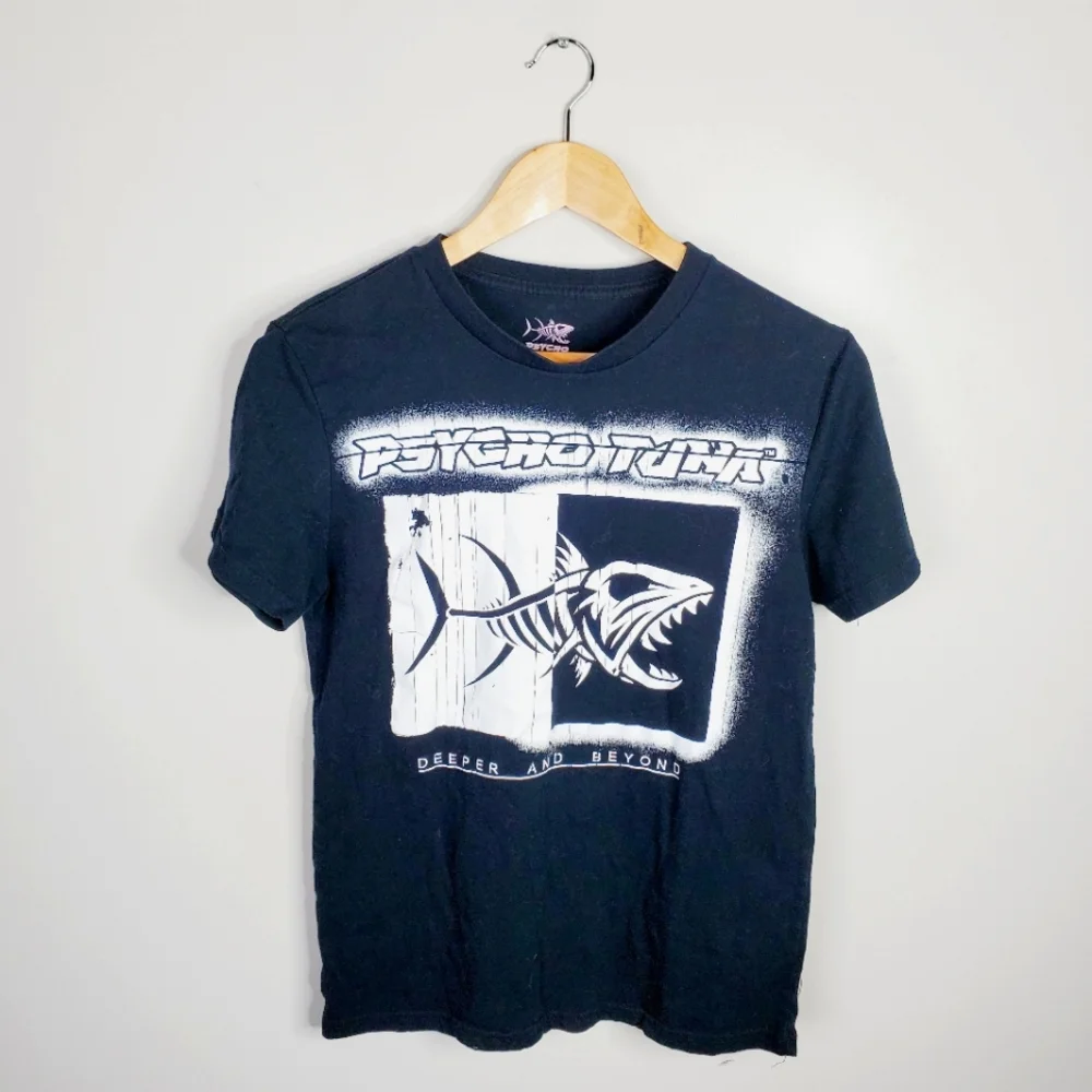 Psycho Tuna Black Graphic Retro Streetwear Urban Tee S - Picture 2 of 8
